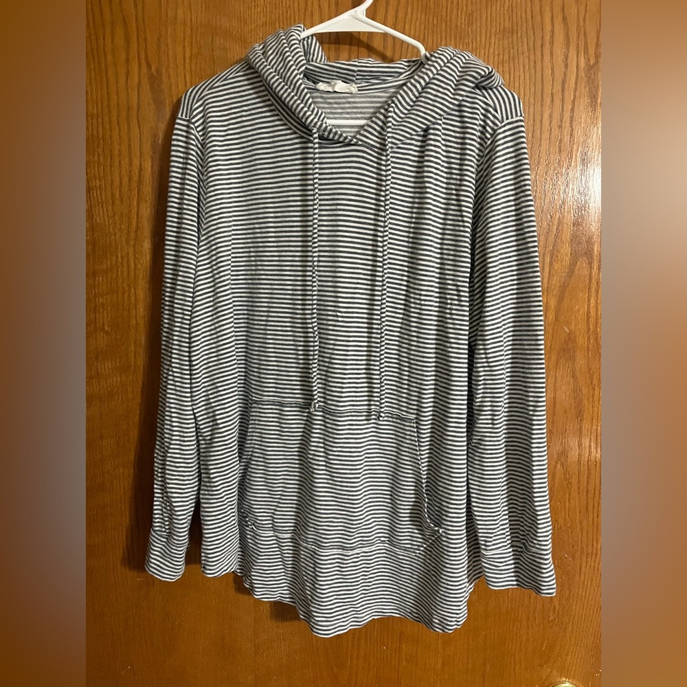 Workshop Republic Clothing Striped Hooded Pullover - Blue & White